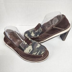 Ariat Womens Cruiser Brown and Camouflage Loafers Slip On Size 9